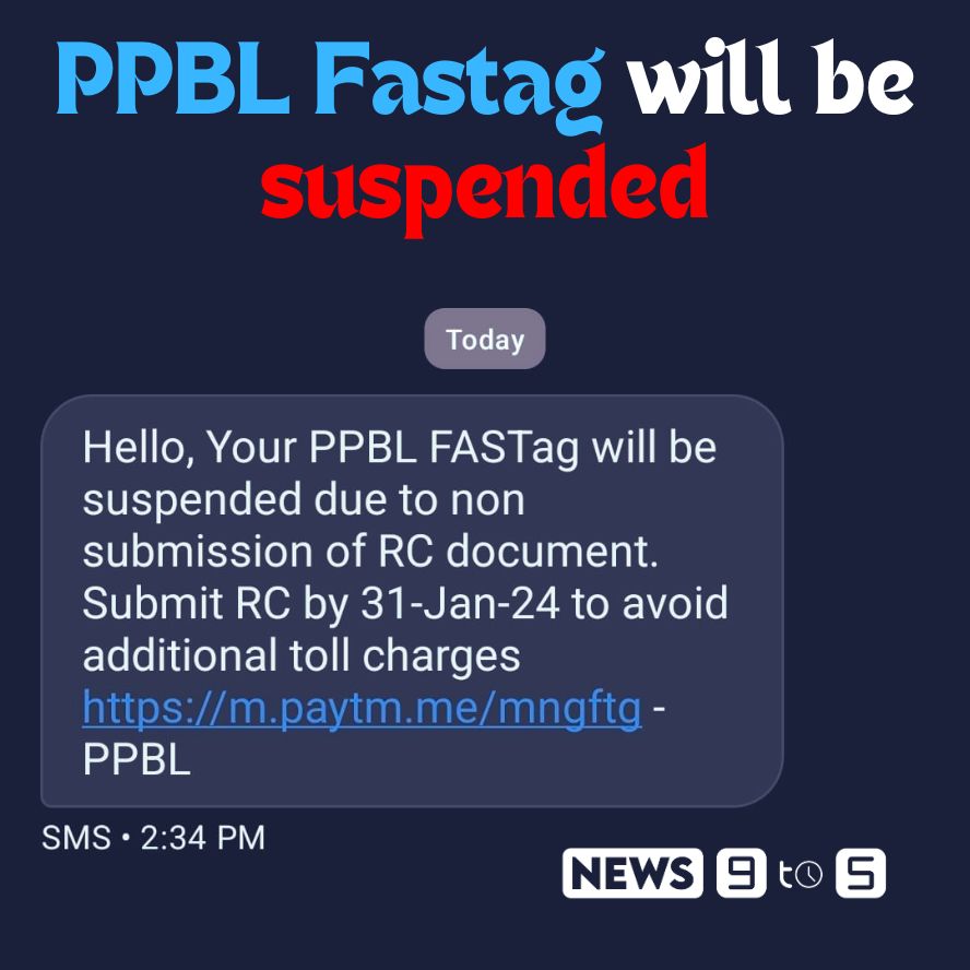 PPBL Fastag will be suspended